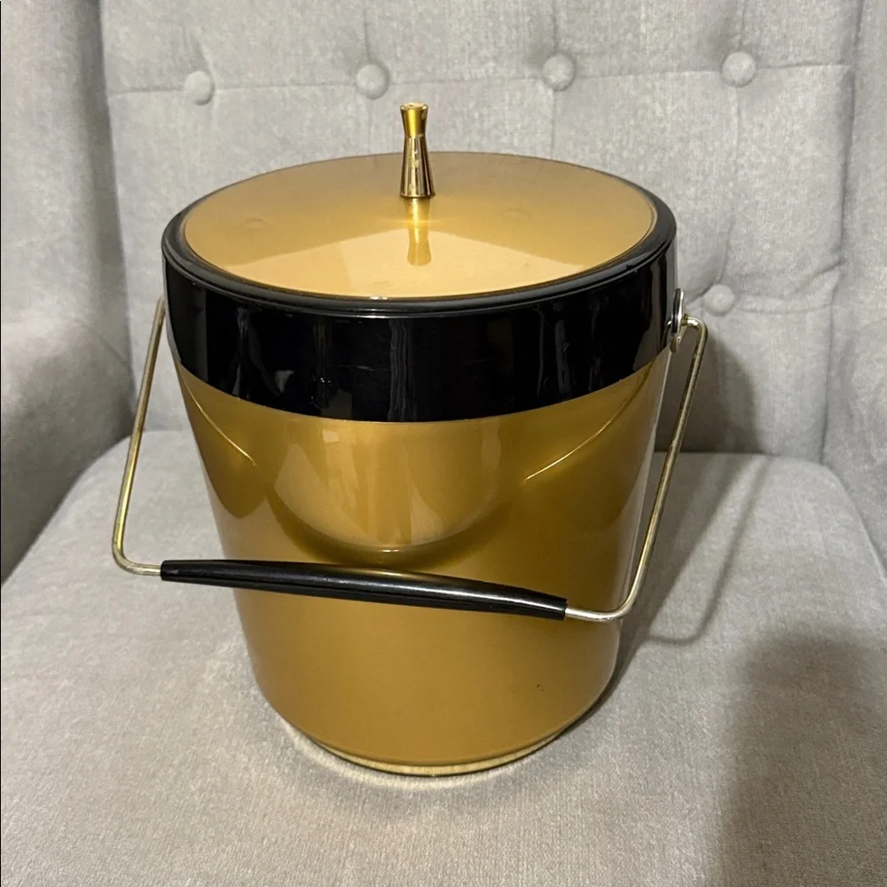 11” X 9” gold & black MCM ice bucket - West Bend
